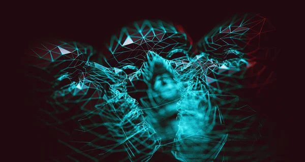 Veri Analizi Yapay Zeka Cyborg Baş Siber Güvenlik Teknoloji Illüstrasyonun — Stok fotoğraf