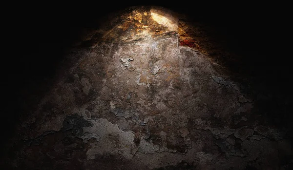 Sötét Környezet Top Spot Megvilágítással Illusztráció Rock Fal Háttér — Stock Fotó