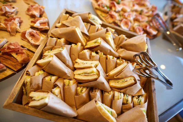 Festive Delicious Buffet Snacks Catering Wide Variety Food — Foto de Stock