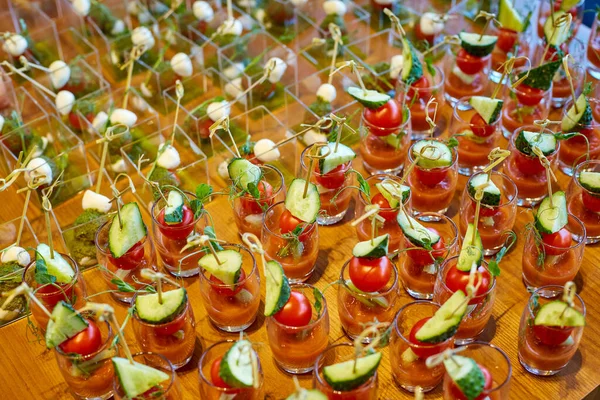 Festive Delicious Buffet Snacks Catering Wide Variety Food — Stockfoto