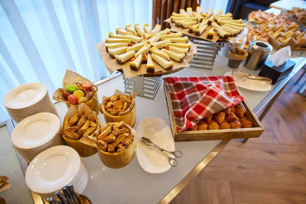 Festive Delicious Buffet Snacks Catering Wide Variety Food — Stockfoto