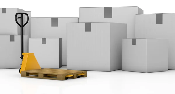 Porta-paletes e caixas — Fotografia de Stock