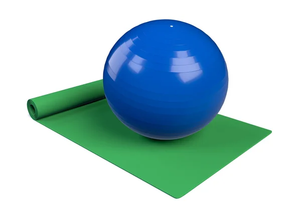 Fitness mat and ball — Stock Photo, Image