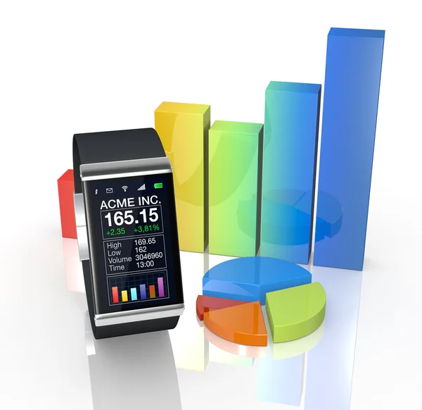 Smartwatch e borsa — Foto Stock