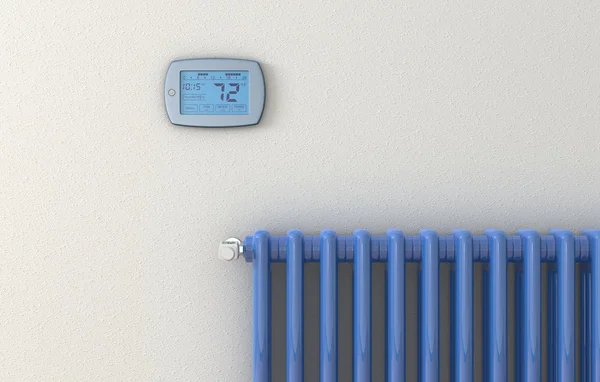 Radiator and panel thermostat — Stock Photo, Image