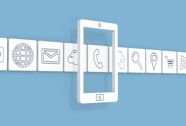 Mobile phone with apps icons — Stock Photo, Image