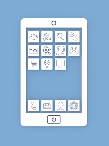 Мобильный телефон с иконками приложений — стоковое фото
