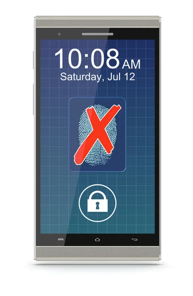 Fingerprint reader on a smartphone — Stock Photo, Image