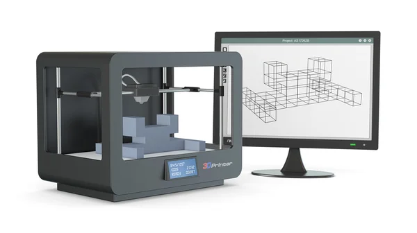 3D-Drucker, von der Skizze bis zum Prototypen — Stockfoto