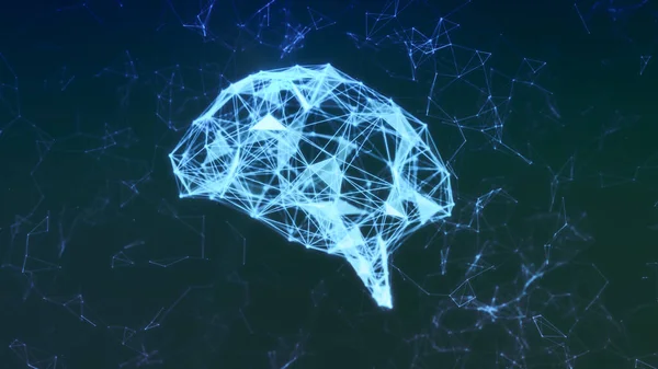 Abstrakt Nätverk Med Formen Mänsklig Hjärna Begreppet Artificiell Intelligens Maskininlärning — Stockfoto
