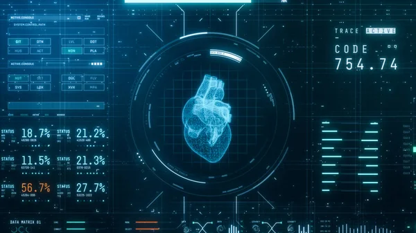 Futurisztikus Szoftver Interfész Orvosi Tudományos Célokra Betegfelügyeleti Szoftver Emberi Szív — Stock Fotó