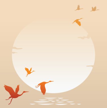 Günbatımı ile kuş uçan