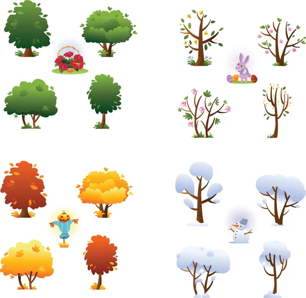 Ensemble d'arbres : quatre saisons — Image vectorielle