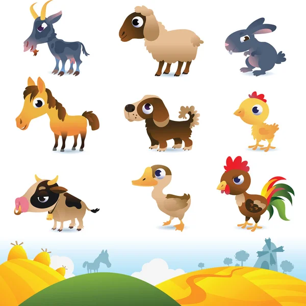 Cartoni animati animali da fattoria — Vettoriale Stock