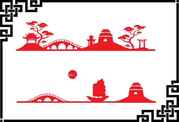 Two abstract Asian Landscape