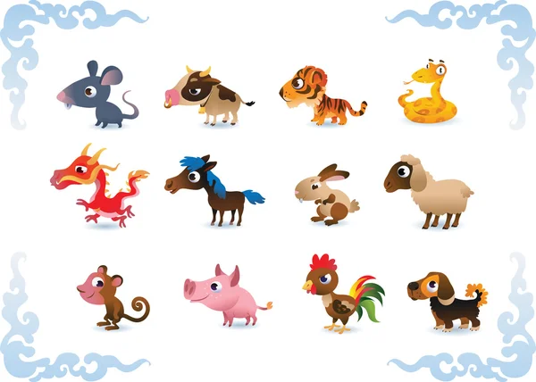 Vektor állat - szimbólumok a kínai horoszkóp — Stock Vector