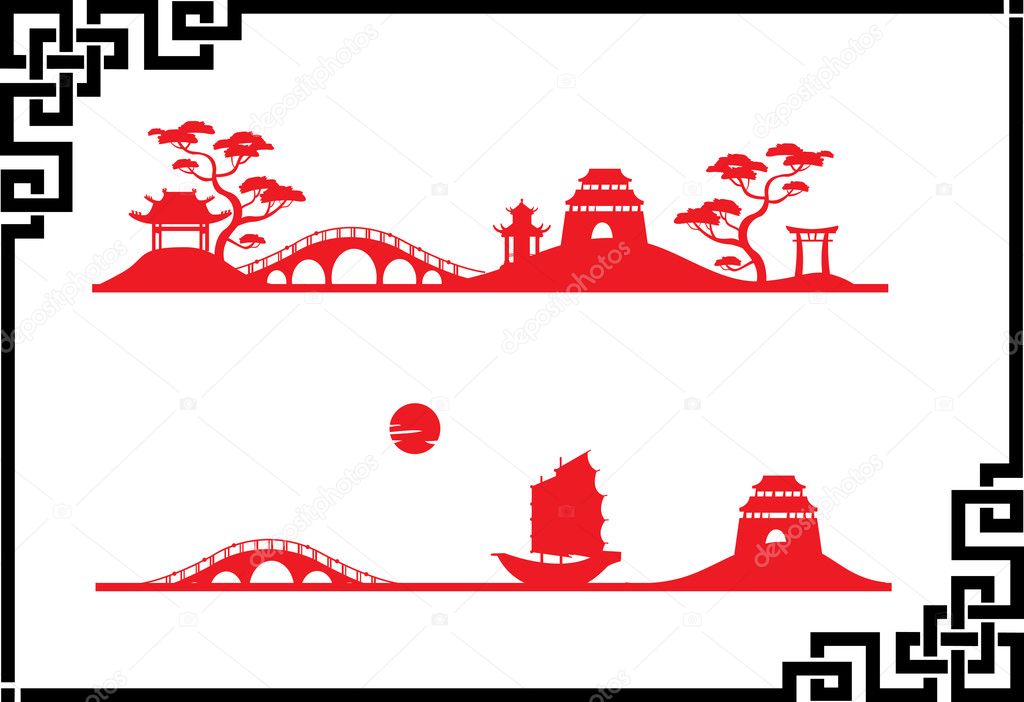 Two abstract Asian Landscape