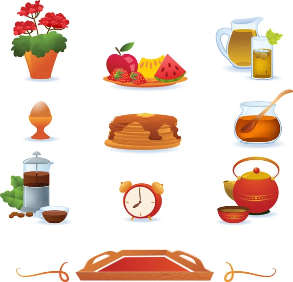 Conjunto de iconos de desayuno, vector — Archivo Imágenes Vectoriales