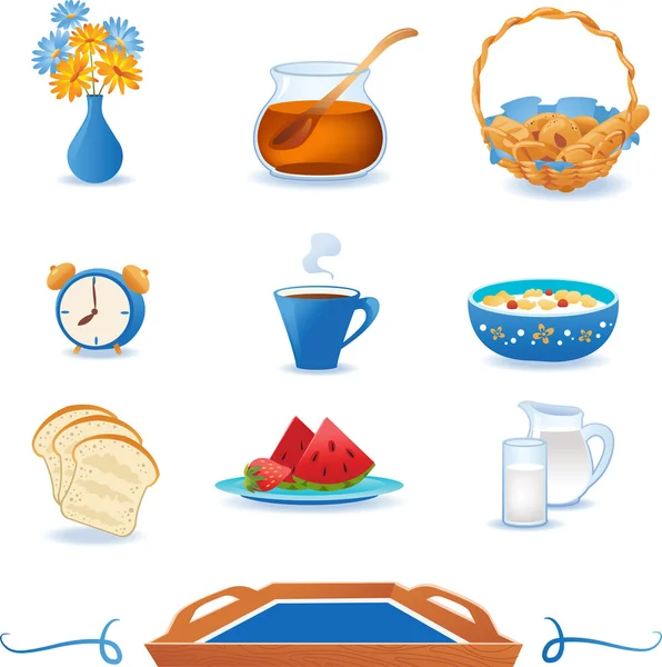 Breakfast icons set, vector — Stock Vector