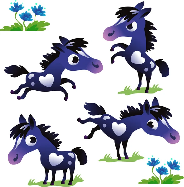 Set of black pony — Stock Vector