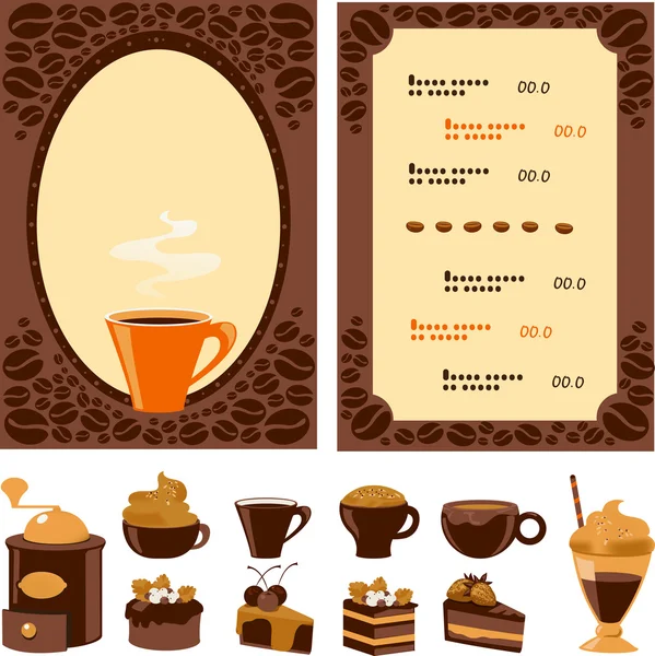 Menú para cafetería — Vector de stock