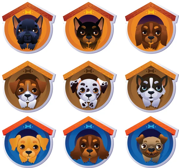 Hond instellen stickers — Stockvector