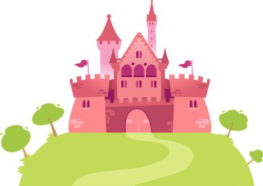 Pink cartoon castle clipart