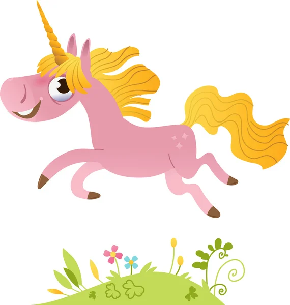 Cartoon pink unicorn — Stock Vector