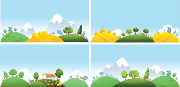 Conjunto de paisaje de verano — Vector de stock