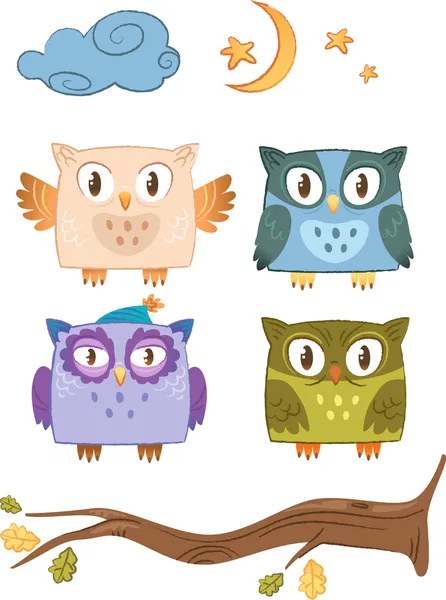 Vector owls family — Stock Vector