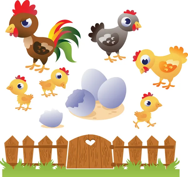 Set ayam vektor dan ayam  . Stok Vektor Bebas Royalti