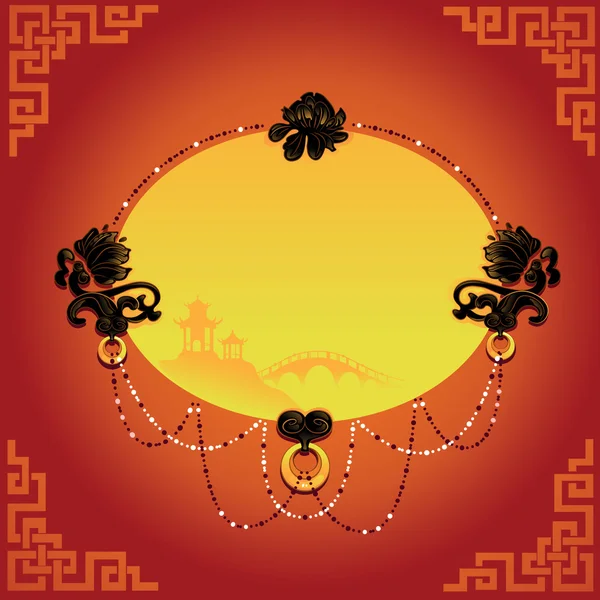 Chinese decoratieve achtergrond met frame — Stockvector