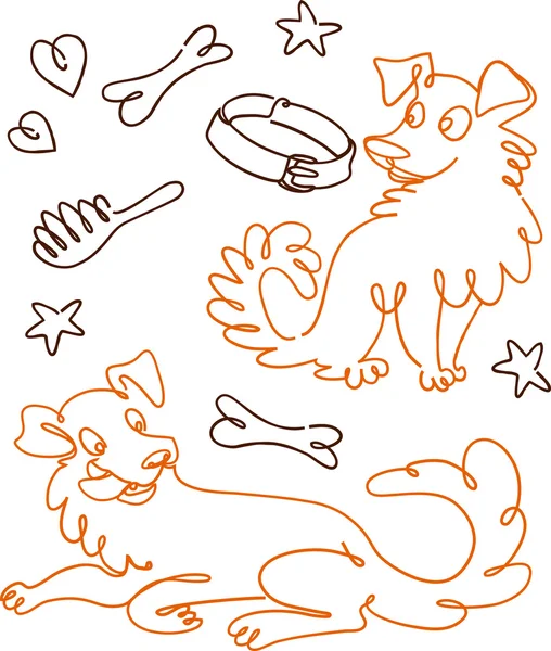 Conjunto de cães doodle engraçados — Vetor de Stock