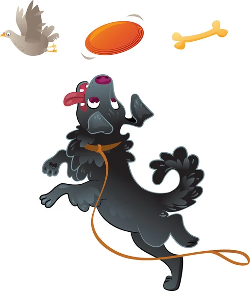 Disco de captura de perro en salto — Vector de stock