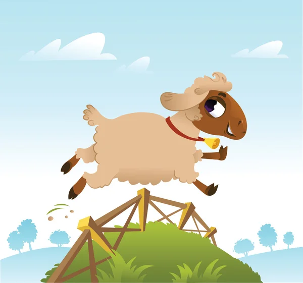 フェンスを飛び越える羊 — ストックベクタ
