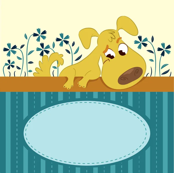 Cartoon Animal Card met grappige hond — Stockvector