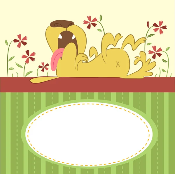 Cartoon Animal Card with Funny Dog — Stock Vector