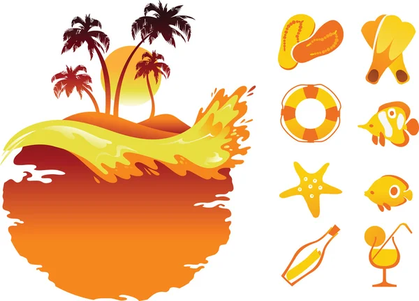 Paysage vectoriel de bannières tropicales et collection de plage Ite — Image vectorielle