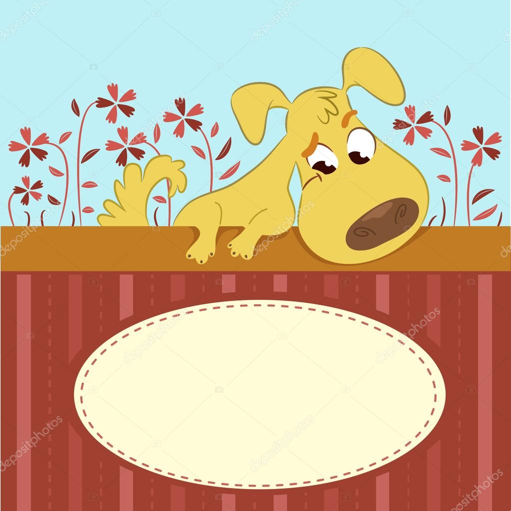Carte D Animal De Bande Dessinee Avec Chien Drole Image Vectorielle Par Caramelina C Illustration