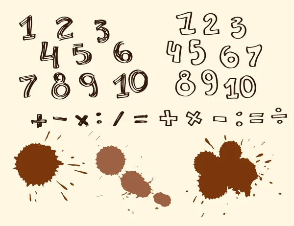 Serie di numeri vettoriali disegnati a mano — Vettoriale Stock