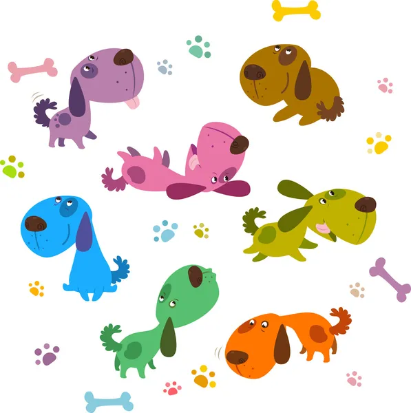 Desenhos animados Coleção Cães — Vetor de Stock