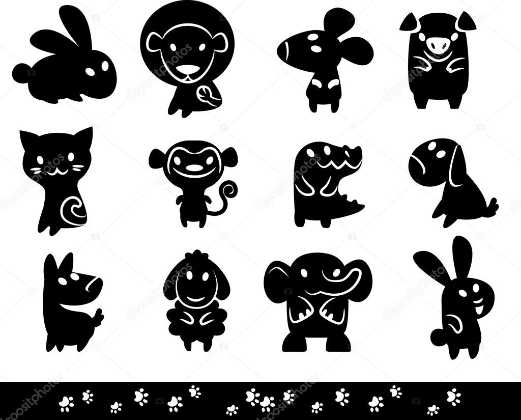 Zoo collection of Animals Silhouette