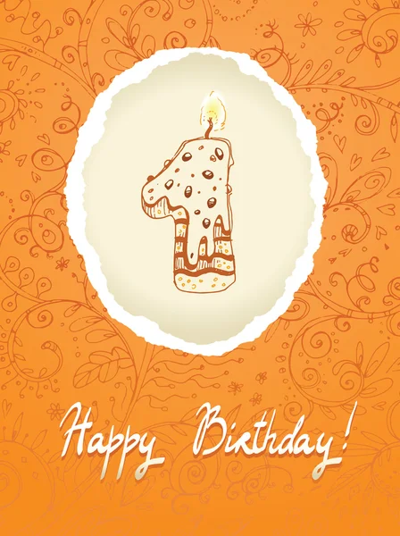 Happy Birthday Card with Candle Number — Stock Vector