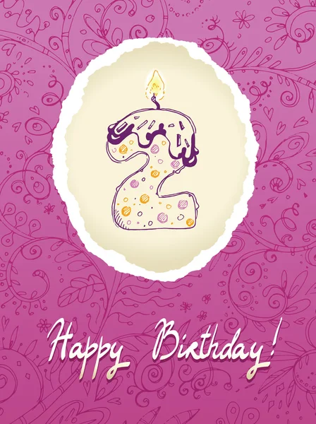 Happy Birthday Card with Candle Number — Stock Vector