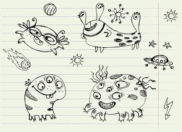Colección de dibujos animados Doodle Monsters: 2 — Archivo Imágenes Vectoriales