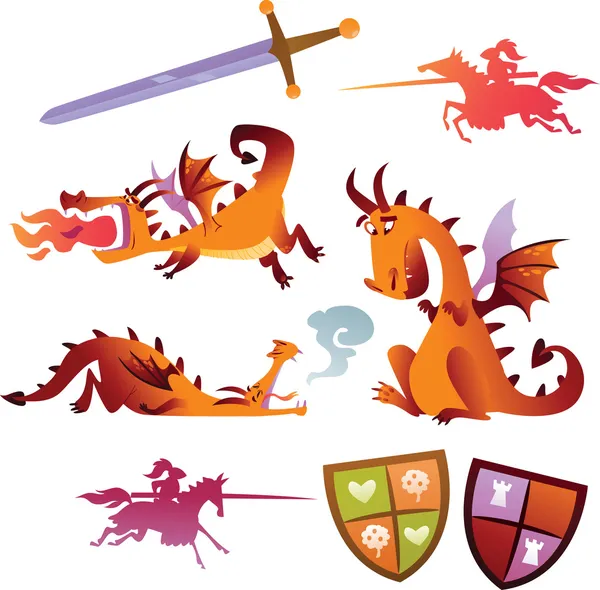 Collection of Vector Dragons — Stock Vector