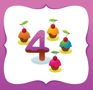 Collection Sweet Numbers for Kids: 4 clipart