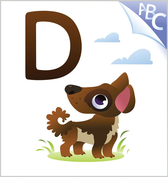 Alphabet animal pour les enfants : D pour le chien — Image vectorielle