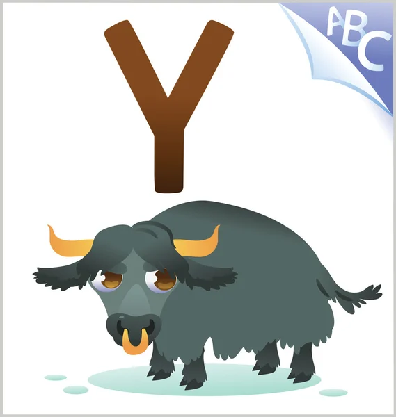 Animal alphabet for the kids: Y for the Yak — Stock Vector