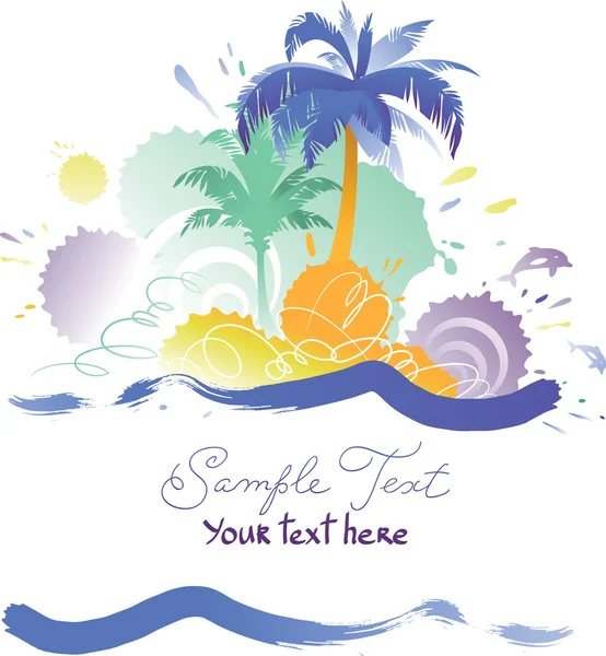 Vector Background with Tropical Beach — Stock Vector